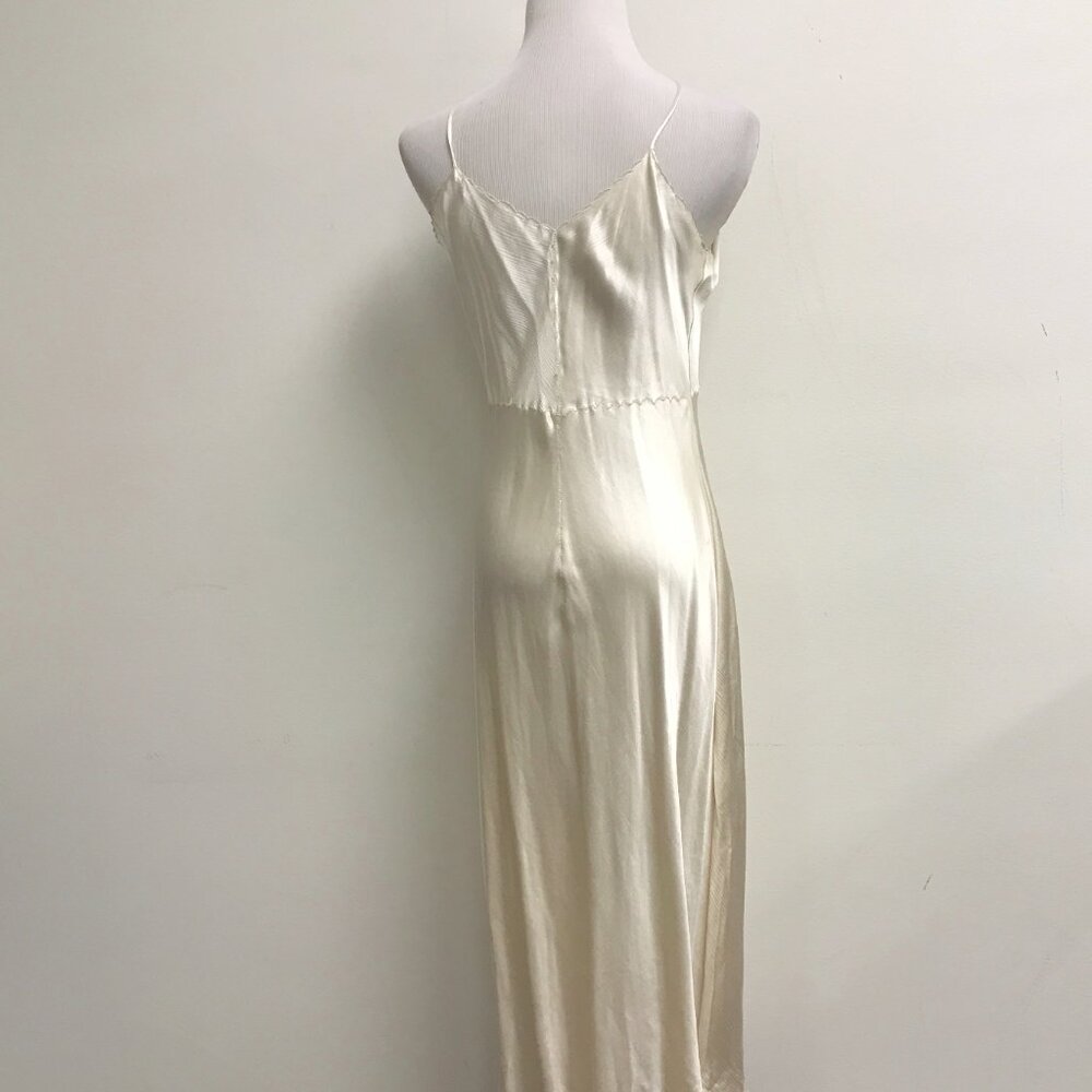 Vintage lace silk gown spaghetti straps maxi gown chemise lingerie M romantic - Picture 4 of 6